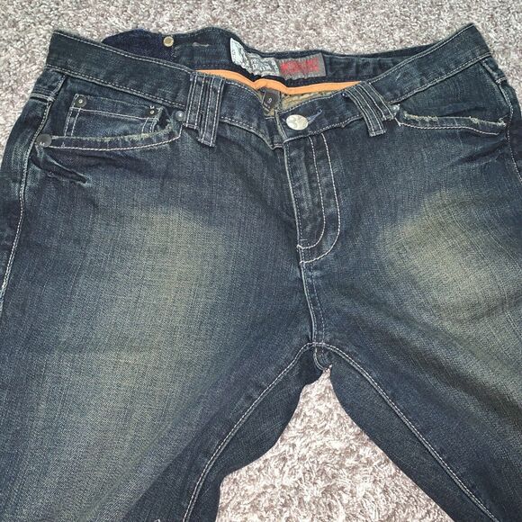 Mossimo Size 9 Women’s Bootcut Dark Wash Green Denim Jean Premium Denim Long - Picture 4 of 9